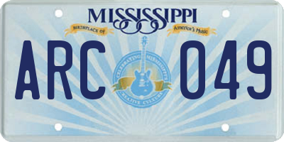 MS license plate ARC049