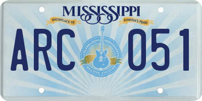 MS license plate ARC051