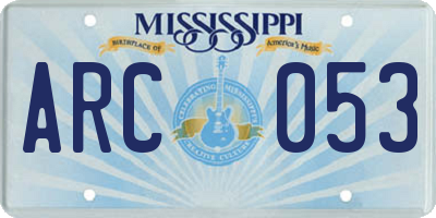 MS license plate ARC053