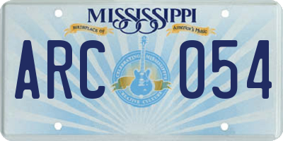 MS license plate ARC054