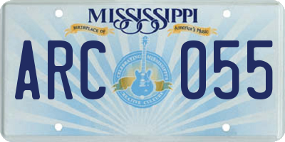 MS license plate ARC055