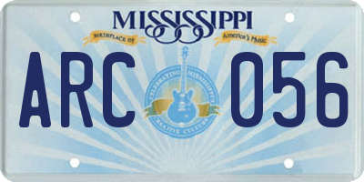 MS license plate ARC056
