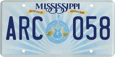 MS license plate ARC058