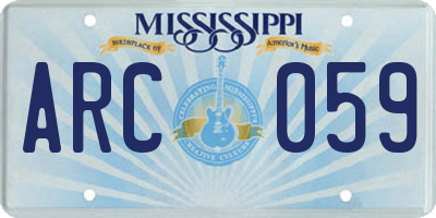 MS license plate ARC059