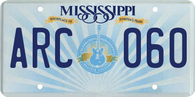 MS license plate ARC060