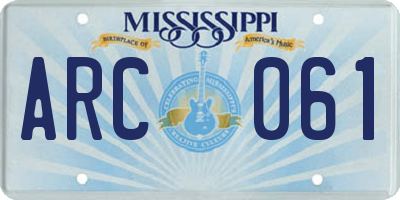MS license plate ARC061