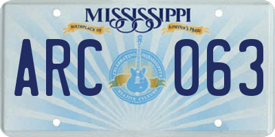 MS license plate ARC063