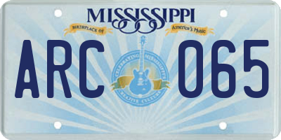 MS license plate ARC065
