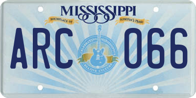 MS license plate ARC066