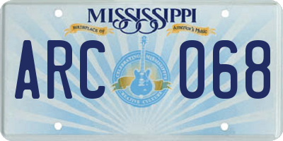 MS license plate ARC068