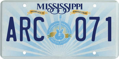 MS license plate ARC071