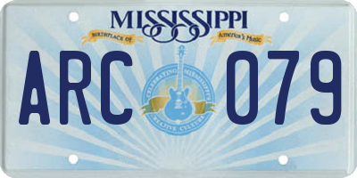MS license plate ARC079