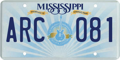 MS license plate ARC081