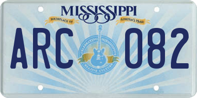 MS license plate ARC082