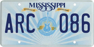 MS license plate ARC086