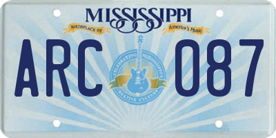MS license plate ARC087