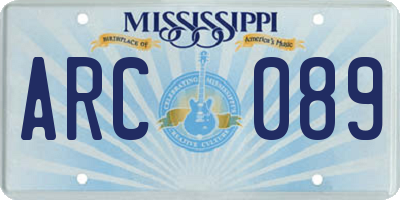 MS license plate ARC089