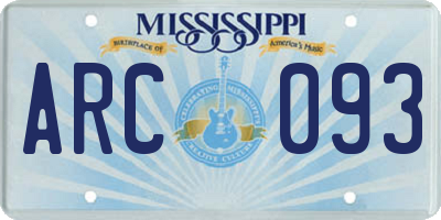 MS license plate ARC093
