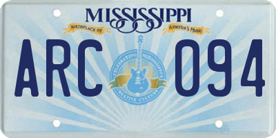 MS license plate ARC094