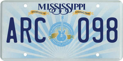 MS license plate ARC098