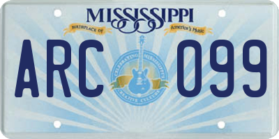 MS license plate ARC099