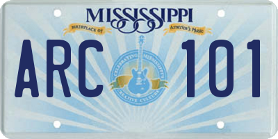 MS license plate ARC101