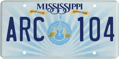 MS license plate ARC104
