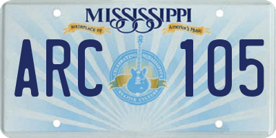 MS license plate ARC105
