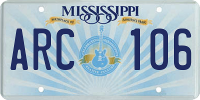 MS license plate ARC106