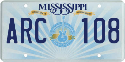 MS license plate ARC108