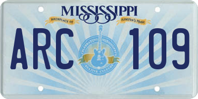 MS license plate ARC109
