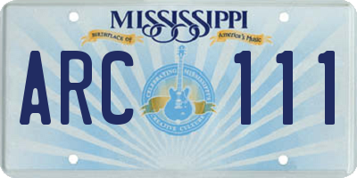 MS license plate ARC111