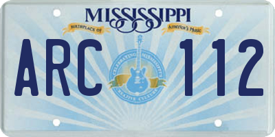MS license plate ARC112