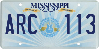 MS license plate ARC113