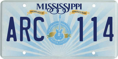 MS license plate ARC114