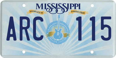 MS license plate ARC115