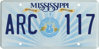 MS license plate ARC117