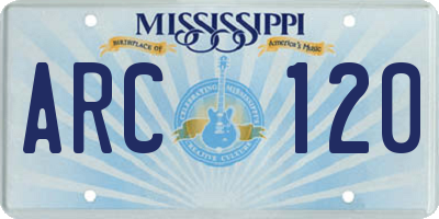 MS license plate ARC120