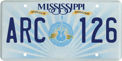 MS license plate ARC126