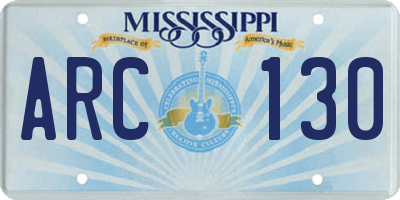 MS license plate ARC130