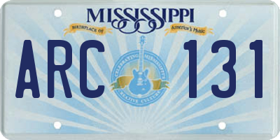 MS license plate ARC131