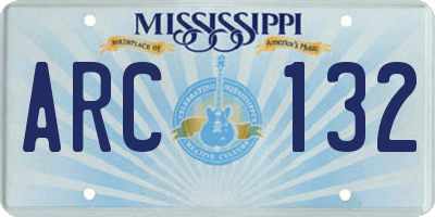 MS license plate ARC132