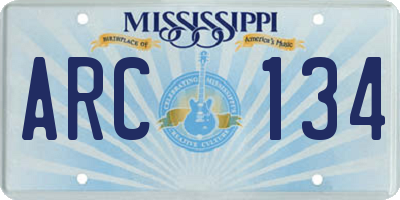 MS license plate ARC134