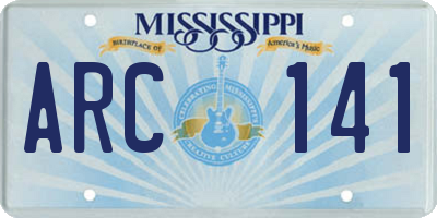 MS license plate ARC141