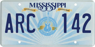 MS license plate ARC142