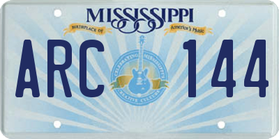 MS license plate ARC144