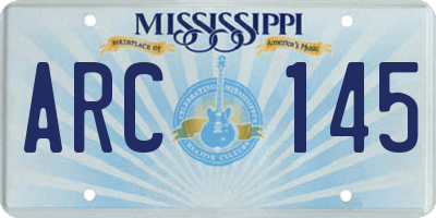 MS license plate ARC145