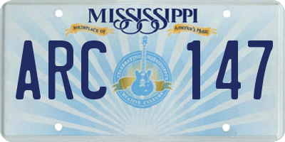 MS license plate ARC147