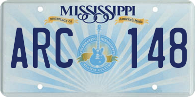 MS license plate ARC148