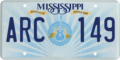 MS license plate ARC149